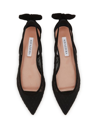 细节 - 点击放大 - AQUAZZURA - Bow Tie Mesh Suede Ballet Flats