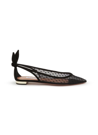 首图 - 点击放大 - AQUAZZURA - Bow Tie Mesh Suede Ballet Flats