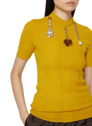  - PRADA - Short Sleeve Attached Jewelry Knit Top