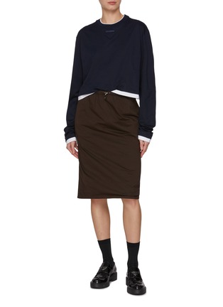 模特儿示范图 - 点击放大 - PRADA - Long Sleeve Contrast Cotton Jersey T-Shirt