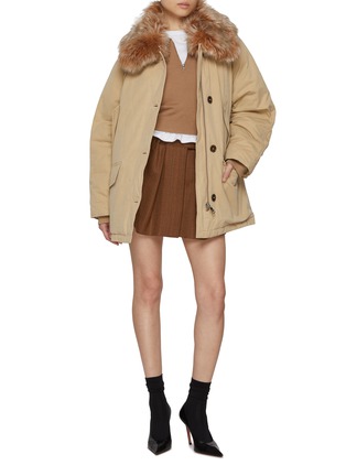 模特儿示范图 - 点击放大 - PRADA - Fur Collar Cotton Puffer Jacket