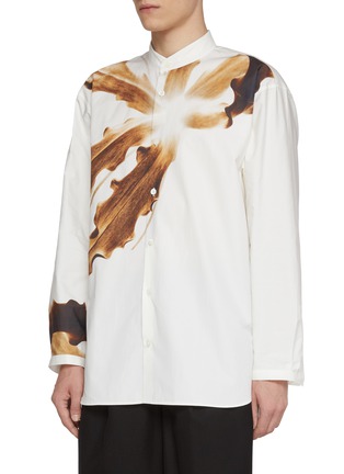 细节 - 点击放大 - DRIES VAN NOTEN - Long Sleeve Dragon Flower Print Cotton Poplin Shirt