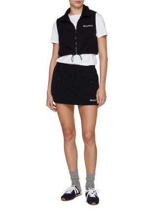 模特儿示范图 - 点击放大 - MIU MIU - Cropped Fleece Zip Up Top