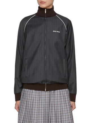 首图 - 点击放大 - MIU MIU - Zip Up Logo Wool Track Jacket