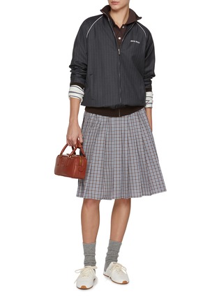 模特儿示范图 - 点击放大 - MIU MIU - Zip Up Logo Wool Track Jacket