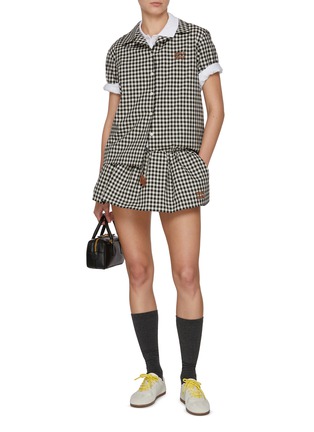模特儿示范图 - 点击放大 - MIU MIU - Gingham Bowling Shirt