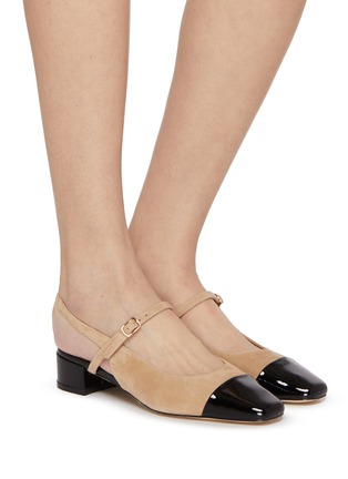 模特儿示范图 - 点击放大 - PEDDER RED - Britt 35 Suede Slingback Pumps