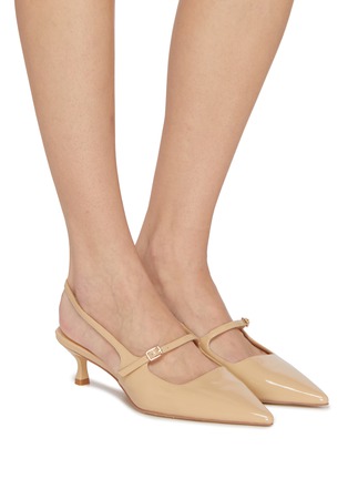 模特儿示范图 - 点击放大 - PEDDER RED - Lilly 50 Patent Leather Slingback Pumps