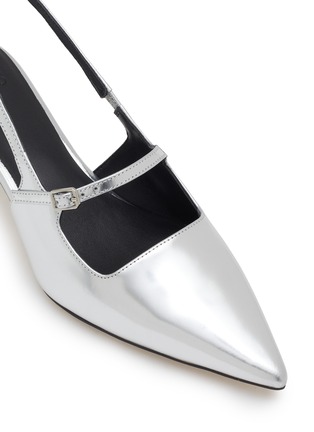 细节 - 点击放大 - PEDDER RED - Lilly 50 Metallic Leather Slingback Pumps