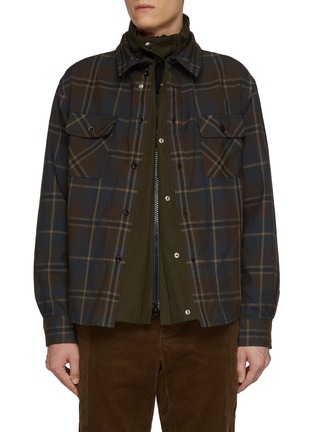 首图 - 点击放大 - SACAI - Layered Zip Up Plaid Shirt
