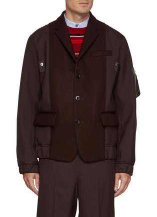 首图 - 点击放大 - SACAI - Hybrid Single Breasted Blazer Wool Bomber Jacket
