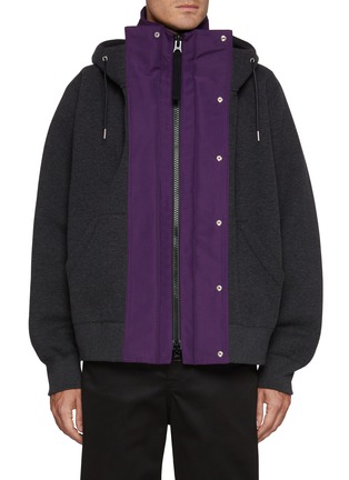 首图 - 点击放大 - SACAI - Layered Snap Button Zip Up Hoodie