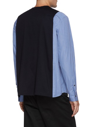 背面 - 点击放大 - SACAI - Striped Poplin Sleeve Cotton T-Shirt