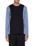 首图 - 点击放大 - SACAI - Striped Poplin Sleeve Cotton T-Shirt