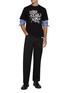 模特儿示范图 - 点击放大 - SACAI - Striped Poplin Sleeve Cotton T-Shirt
