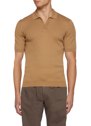 首图 - 点击放大 - SUNSPEL - Open Collar Silk Cotton Polo Shirt