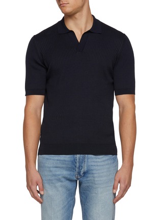 首图 - 点击放大 - SUNSPEL - Open Collar Silk Cotton Polo Shirt