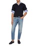 模特儿示范图 - 点击放大 - SUNSPEL - Open Collar Silk Cotton Polo Shirt