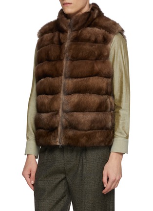 细节 - 点击放大 - FABIO GAVAZZI - Reversible Sable Fur Cashmere Vest