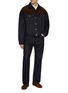 模特儿示范图 - 点击放大 - PRADA - Suede Insert Dark Wash Denim Jacket