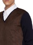  - PRADA - V-Neck Suede Insert Wool Sweater