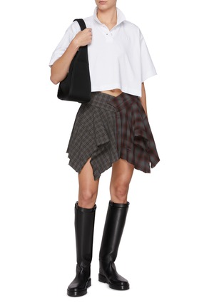 模特儿示范图 - 点击放大 - ALEXANDERWANG - Deconstructed Plaid Cotton Mini Skirt