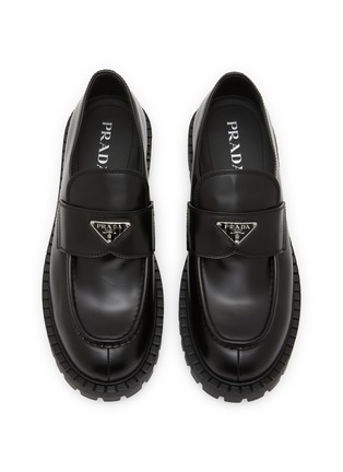 细节 - 点击放大 - PRADA - Spazzolato Rois Chocolate Leather Loafers