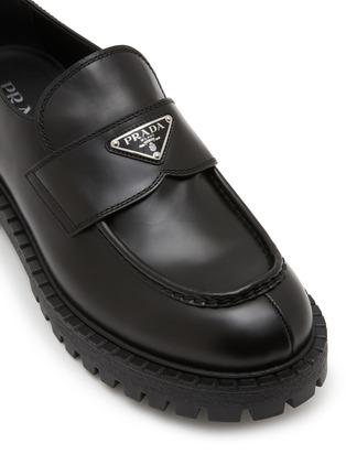 细节 - 点击放大 - PRADA - Spazzolato Rois Chocolate Leather Loafers