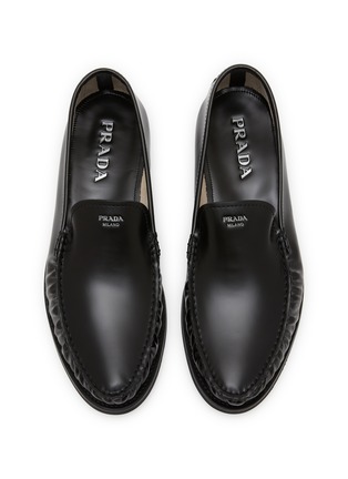 细节 - 点击放大 - PRADA - Spazzolato Brushed Leather Loafers