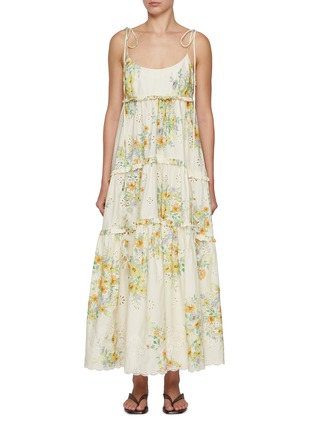 ALÉMAIS | Juliette Broderie Anglais Tiered Cotton Midi Dress
