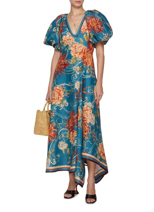 模特儿示范图 - 点击放大 - ALÉMAIS - Fletcher Puff Sleeve Midi Dress
