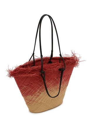 细节 - 点击放大 - SENSI STUDIO - Medium Frayed Border Straw Basket Bag