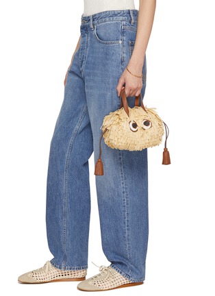 正面 -点击放大 - ANYA HINDMARCH - Small Shag Eyes Raffia Leather Tote Bag