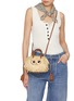 模特儿示范图 - 点击放大 - ANYA HINDMARCH - Small Shag Eyes Raffia Leather Tote Bag