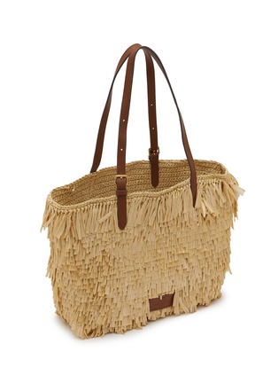 细节 - 点击放大 - ANYA HINDMARCH - Shag Eyes Raffia Leather E/W Tote