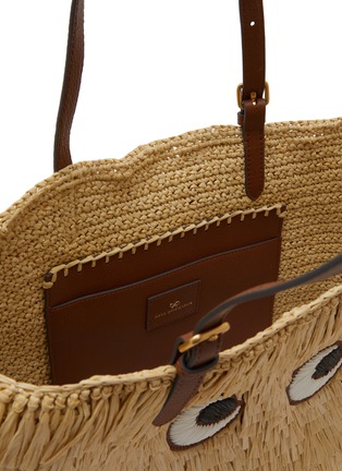 细节 - 点击放大 - ANYA HINDMARCH - Shag Eyes Raffia Leather E/W Tote