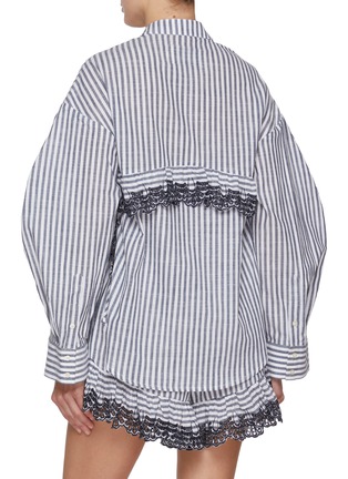 背面 - 点击放大 - KIKA VARGAS - Momoyo Striped Lace Cotton Blend Shirt