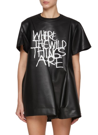 首图 - 点击放大 - SACAI - Where The Wild Things Are Faux Leather T-Shirt Dress
