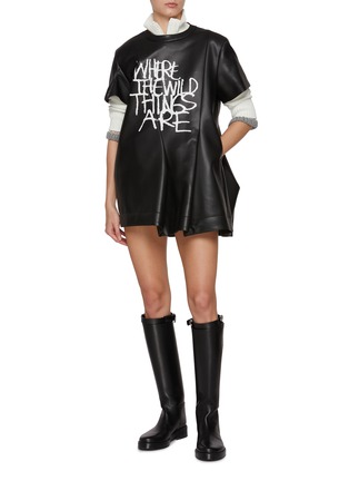 模特儿示范图 - 点击放大 - SACAI - Where The Wild Things Are Faux Leather T-Shirt Dress
