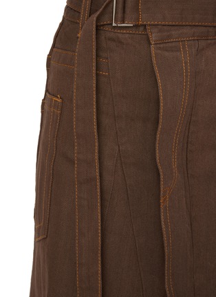  - SACAI - 系带褶裥牛仔中长半身裙