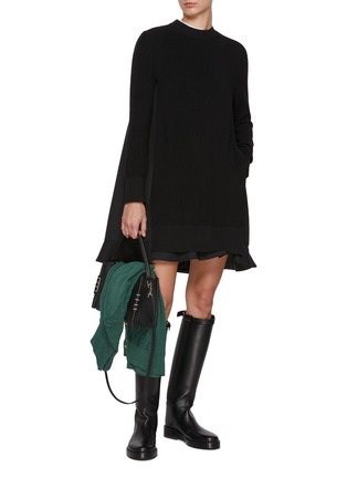 模特儿示范图 - 点击放大 - SACAI - Hybrid Suiting Mix Knit Dress