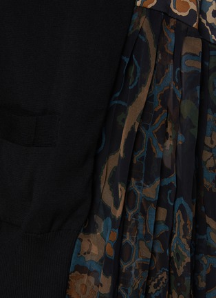  - SACAI - 印花褶裥针织开衫