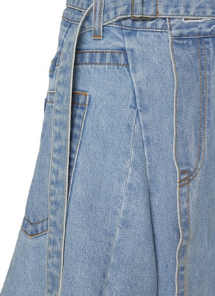  - SACAI - 系带褶裥牛仔迷你半身裙