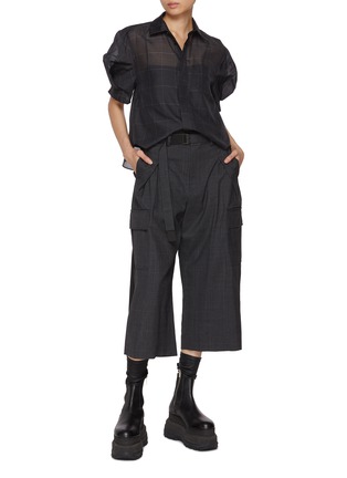 模特儿示范图 - 点击放大 - SACAI - 微透视格纹衬衫