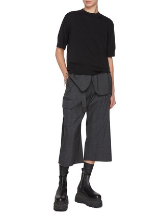 模特儿示范图 - 点击放大 - SACAI - 拼接格纹七分裤
