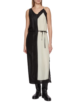 模特儿示范图 - 点击放大 - BEAUTIFUL PEOPLE - 折叠拼接真丝连衣裙