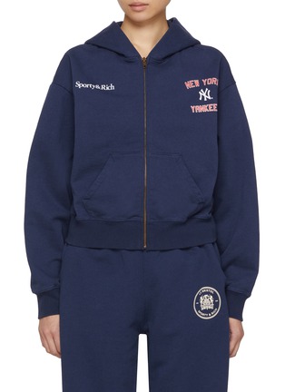 首图 - 点击放大 - SPORTY & RICH - x The New York Yankees Home Run Cropped Zip Up Cotton Hoodie