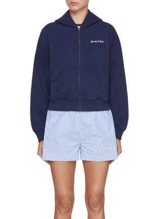 首图 - 点击放大 - SPORTY & RICH - X Hotel du Cap-Eden-Roc Crest Embroidered Cropped Cotton Zipped Hoodie