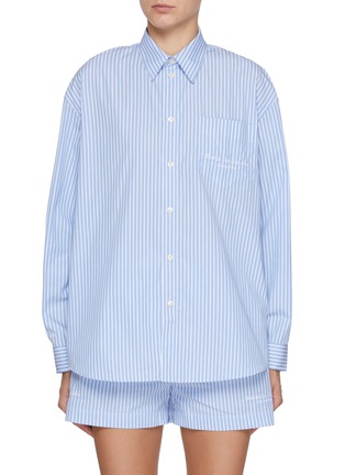 首图 - 点击放大 - SPORTY & RICH - X Hotel du Cap-Eden-Roc Script Striped Cotton Shirt
