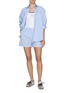 模特儿示范图 - 点击放大 - SPORTY & RICH - X Hotel du Cap-Eden-Roc Script Striped Cotton Poplin Shorts